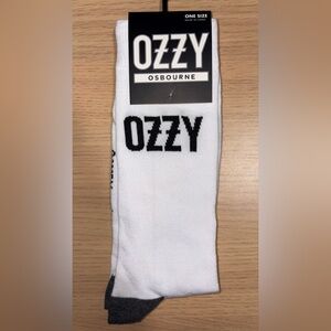 Ozzy Osbourne White Crew Socks with Black Logo